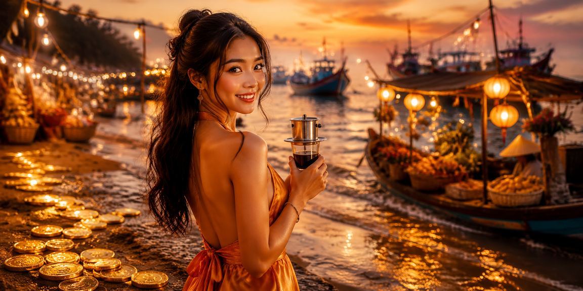 Người dùng tại Mũi Né truy cập ứng dụng cược fu88 trên điện thoại Android cạnh ly cà phê